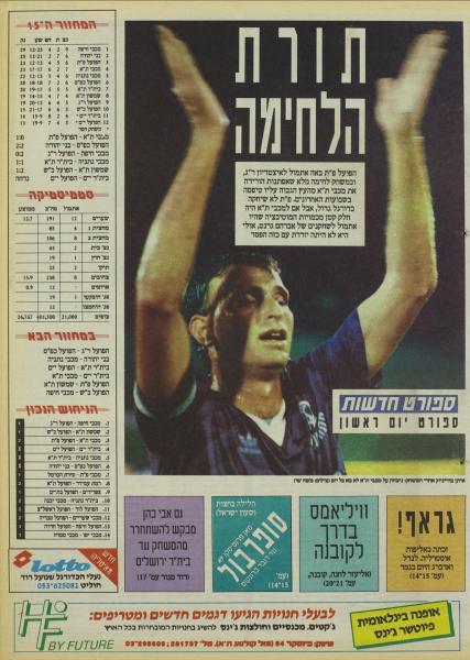מחזור 15 - מכבי תל-אביב (0:1) - עמוד השער של מדור הספורט בעיתון חדשות