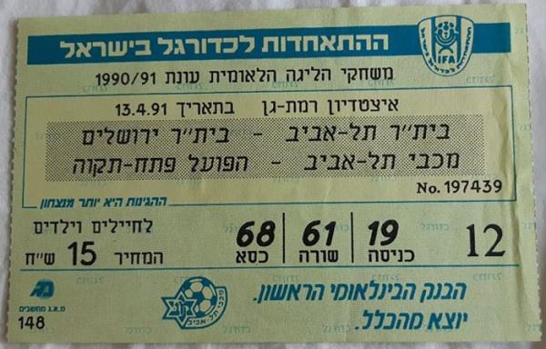 כרטיס למשחק בין הפועל פתח תקוה ומכבי תל-אביב