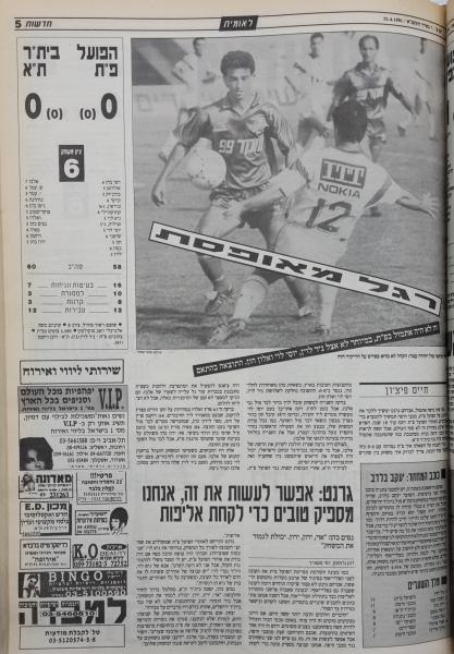 מחזור 22 - בית"ר תל-אביב (0:0) - סיקור המשחק בעיתון חדשות