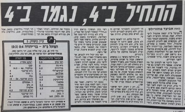 סיקור המשחק בידיעות אחרונות