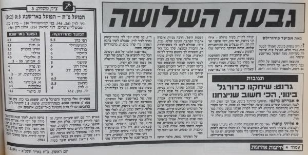 מחזור 25 - הפועל באר-שבע (0:3) - סיקור המשחק בידיעות אחרונות