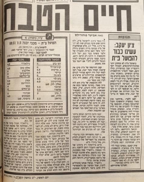 סיקור המשחק בידיעות אחרונות