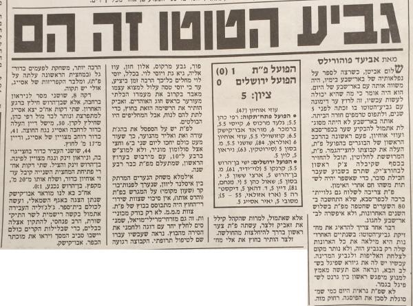 סיקור המשחק בידיעות אחרונות