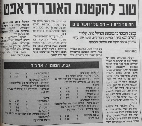 סיקור המשחק בעיתון חדשות