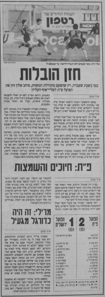מחזור 20 - הפועל ירושלים (1:2) - סיקור המשחק בעיתון חדשות