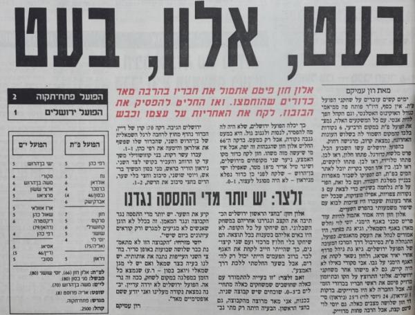מחזור 20 - הפועל ירושלים (1:2) - סיקור המשחק במעריב