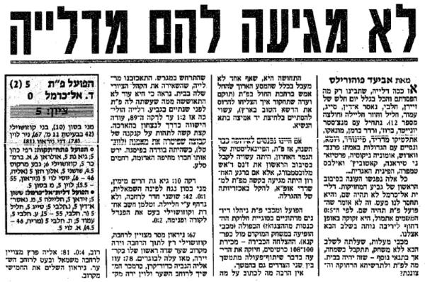 סיקור המשחק בידיעות אחרונות