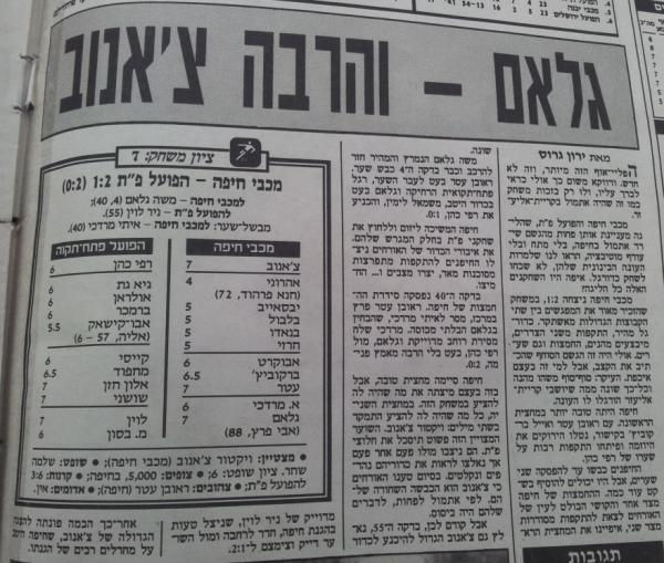מחזור 23 - מכבי חיפה (2:1) - סיקור המשחק בידיעות אחרונות