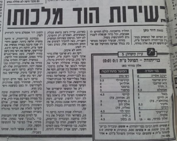 סיקור המשחק בידיעות אחרונות