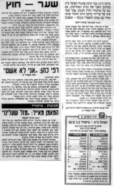סיקור המשחק מתוך ידיעות אחרונות.