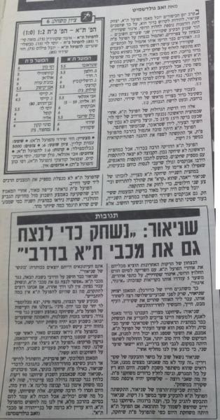 סיקור המשחק בידיעות אחרונות