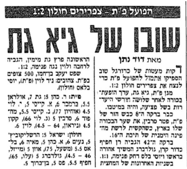 סיקור המשחק בידיעות אחרונות