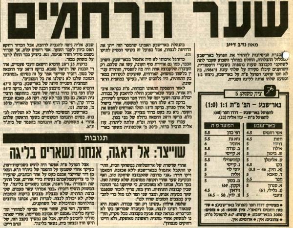 סיקור המשחק מתוך ידיעות אחרונות.