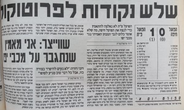 סיקור המשחק בעיתון חדשות