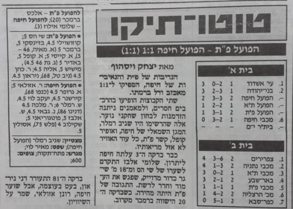 סיקור המשחק בידיעות אחרונות
