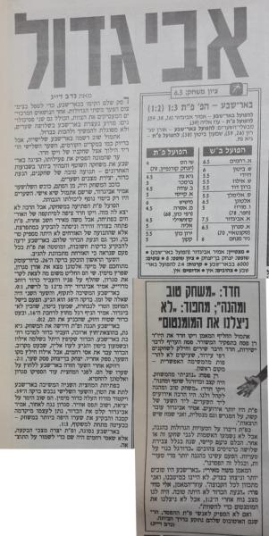 סיקור המשחק בידיעות אחרונות