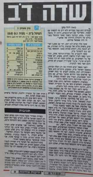 סיקור המשחק בידיעות אחרונות