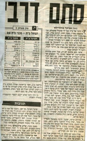 סיקור המשחק מתוך ידיעות אחרונות.