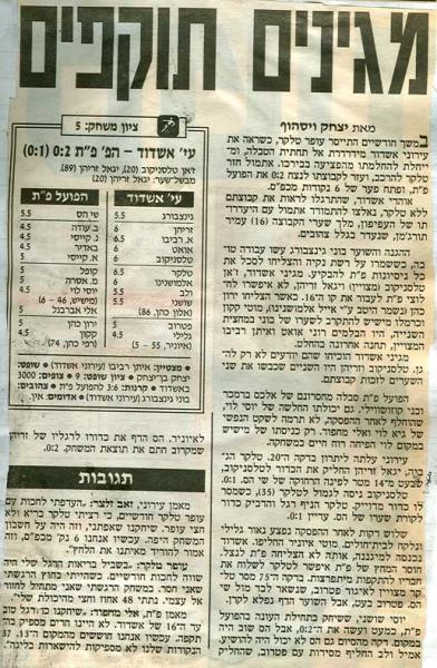 סיקור המשחק מתוך ידיעות אחרונות.