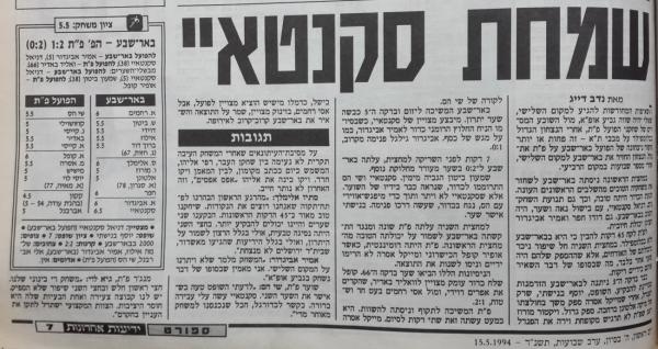 סיקור המשחק מתוך ידיעות אחרונות.