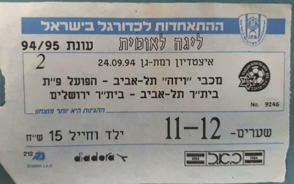 כרטיס למשחק בין הפועל פתח תקוה ומכבי תל-אביב