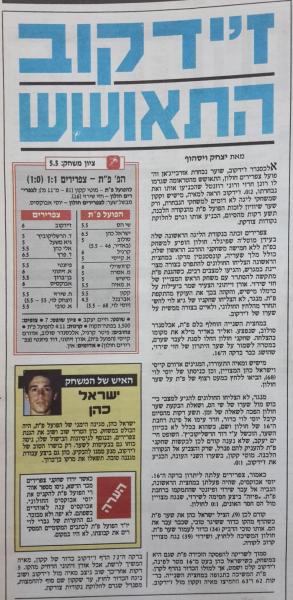 סיקור המשחק מתוך ידיעות אחרונות.