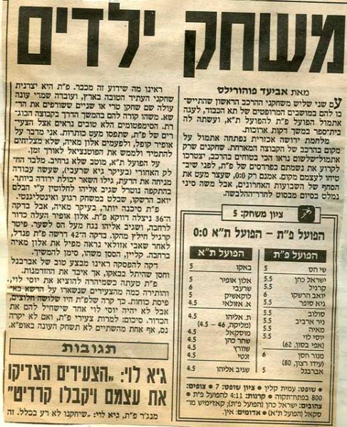 סיקור המשחק מתוך ידיעות אחרונות.