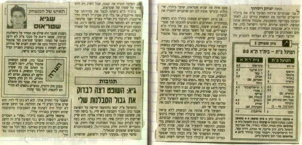 סיקור המשחק מתוך ידיעות אחרונות.