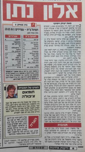 סיקור המשחק בידיעות אחרונות