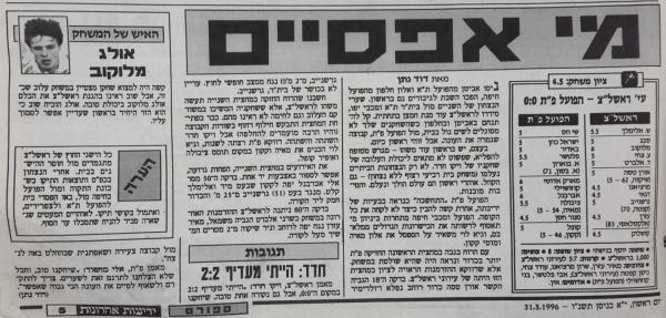 סיקור המשחק בידיעות אחרונות