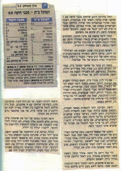 סיקור המשחק מתוך ידיעות אחרונות.