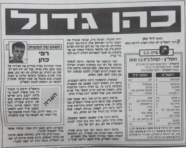 סיקור המשחק בידיעות אחרונות