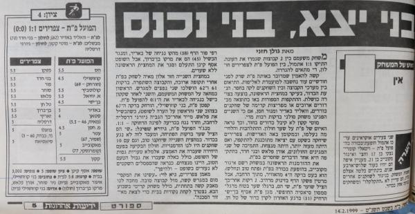 סיקור המשחק בידיעות אחרונות