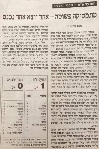 סיקור המשחק בהארץ