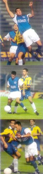 1999/00 - מחזור 4 - מכבי הרצליה (0:1) - למעלה: מנור חסן. במרכז: ניב טל. למטה: יאיר שמחון.