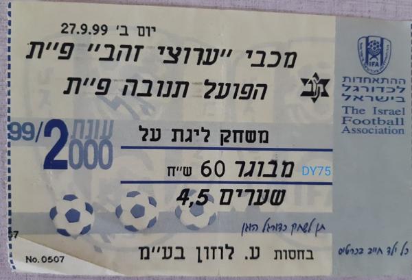 כרטיס למשחק בין הפועל פתח תקוה ומכבי פתח-תקוה