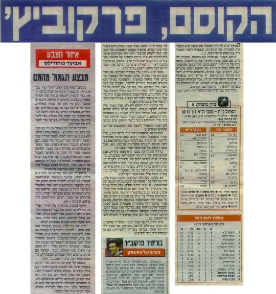 סיקור המשחק מתוך ידיעות אחרונות.