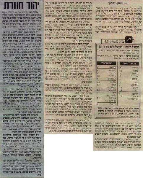 סיקור המשחק מתוך ידיעות אחרונות.