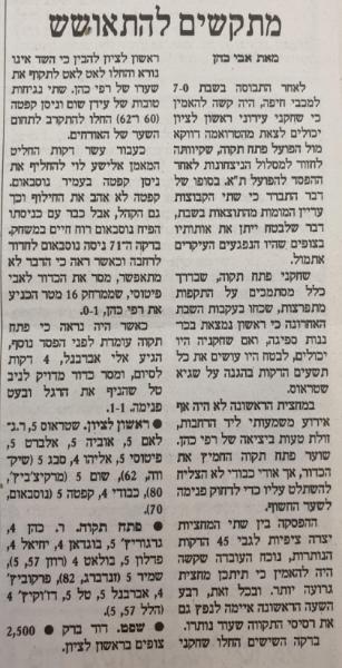 סיקור המשחק בהארץ