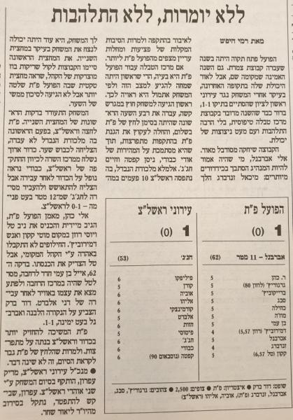 סיקור המשחק בהארץ