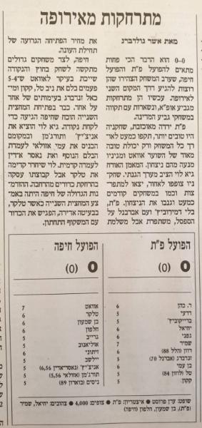 סיקור המשחק בהארץ