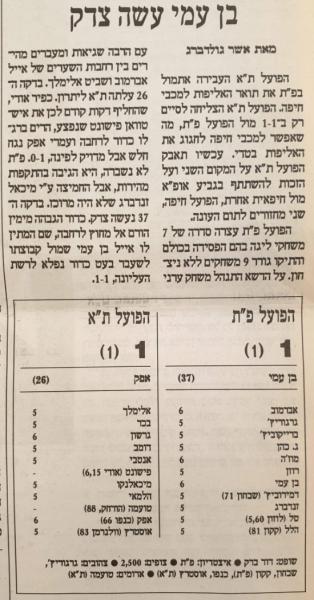 סיקור המשחק בהארץ