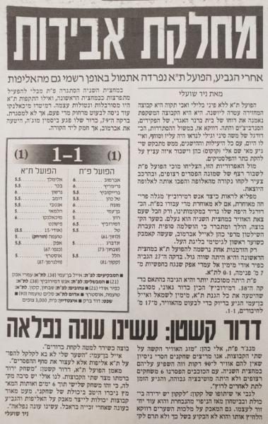 סיקור המשחק במעריב