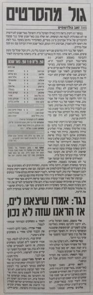 סיקור המשחק בידיעות אחרונות