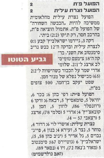 סיקור המשחק בידיעות אחרונות