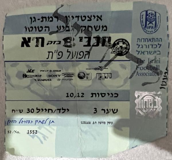 כרטיס למשחק בין הפועל פתח תקוה ומכבי תל-אביב