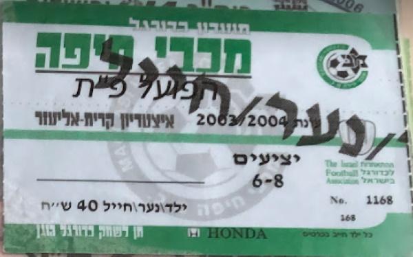 כרטיס למשחק בין הפועל פתח תקוה ומכבי חיפה