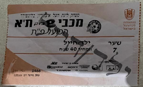 כרטיס למשחק בין הפועל פתח תקוה ומכבי תל-אביב