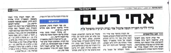 סיקור המשחק מתוך ידיעות אחרונות.