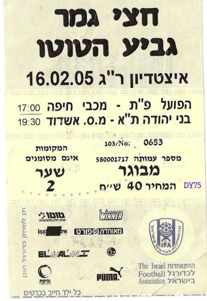 כרטיס למשחק בין הפועל פתח תקוה ומ.ס אשדוד